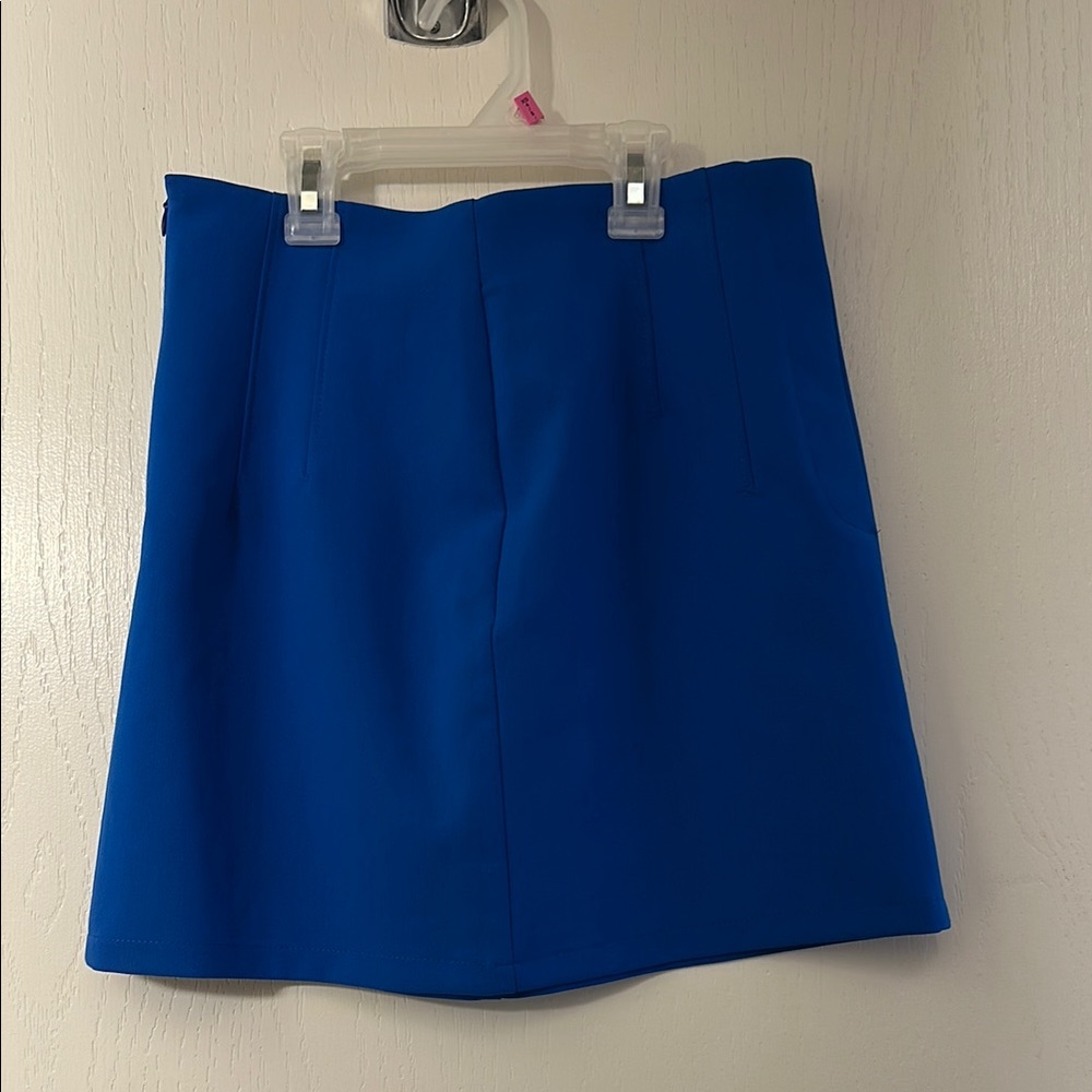 Zara Blue A-Line Mini Skirt for Work